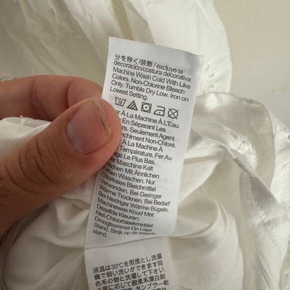 J.Crew Eyelet Midi Dress WMNS 4 White Sleeveless Smocked Embroidered Fully Lined - Picture 9 of 10